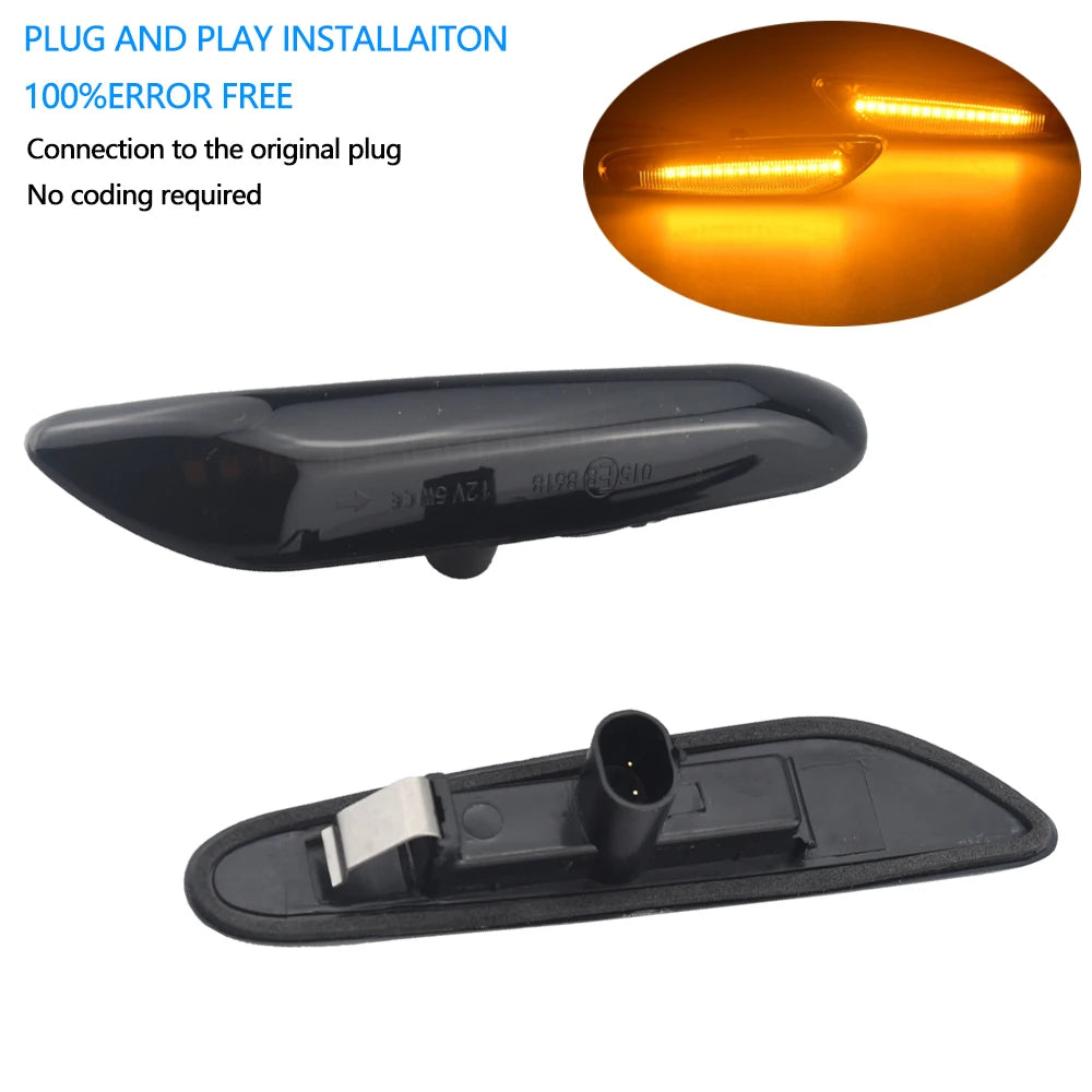 Smoke Lens Dynamic Flowing LED Turn Signal Side Marker Light Blinker Lamp For BMW E90 E91 E92 E93 E60 E87 E82 E46 Accessories
