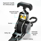 Automatic Retractable Ratchet Tie Down Strap 3.3m 680kg Quick Release, Black 1pc