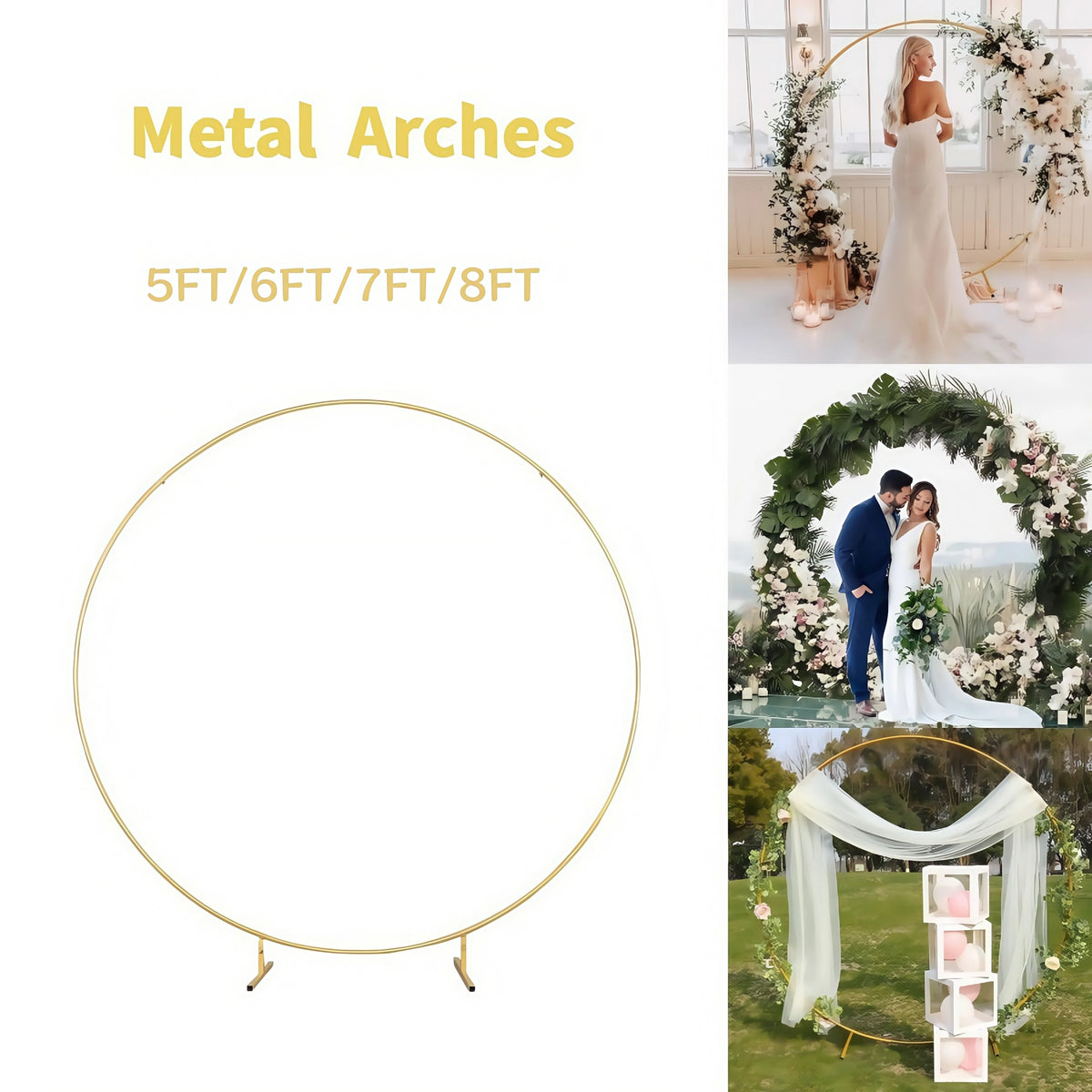 Metal Circle Stand Wedding Arche Round Balloon Arch Flower Gold Background Arch DIY Frame Birthday Party Baby Shower Decoration
