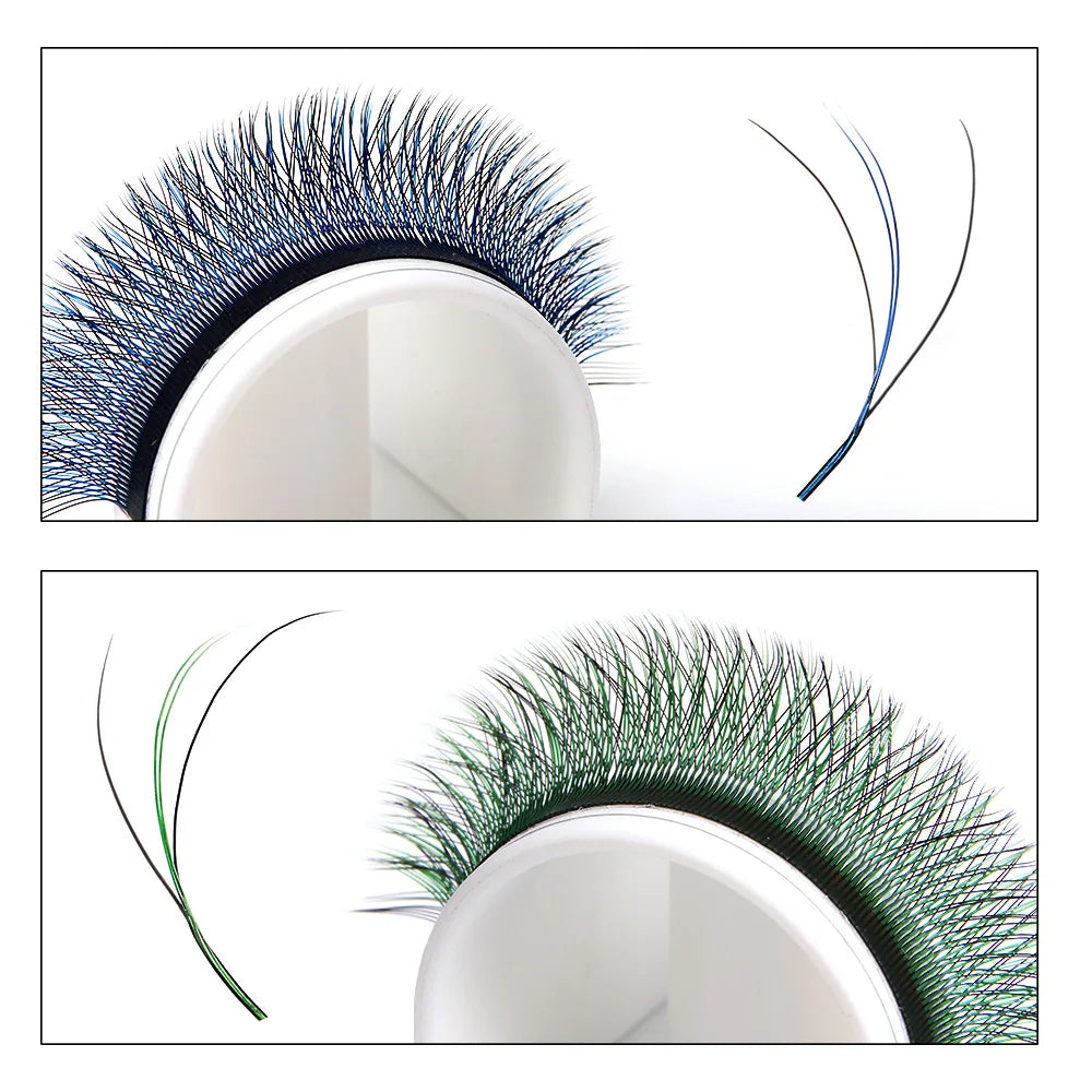 Befer Beauty Colored Eyelash Extensions 0.07mm C/D Curl 8-13mm Blue/Green Lashes