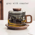 Heat-Resistant Glass Tea Cup With Filter Multi-Purpose Tea Separation Mug Wooden Handle Coffee Cup Kung Fu Teaware 200ml