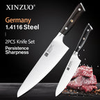 XINZUO 1pc-5pcs Kitchen Knives Set German 1.4116 Steel Chef Cleaver Santoku Utility Paring Knife Nature Ebony Wood Handle