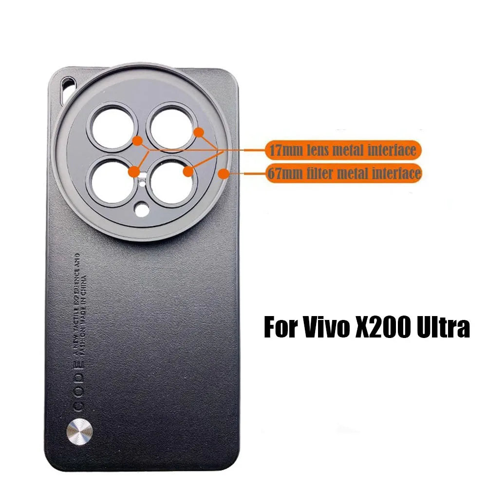 Vivo X200 Pro/X200 Ultra Phone Case with 17mm Thread, 67mm Filter Ring Adapter, Black