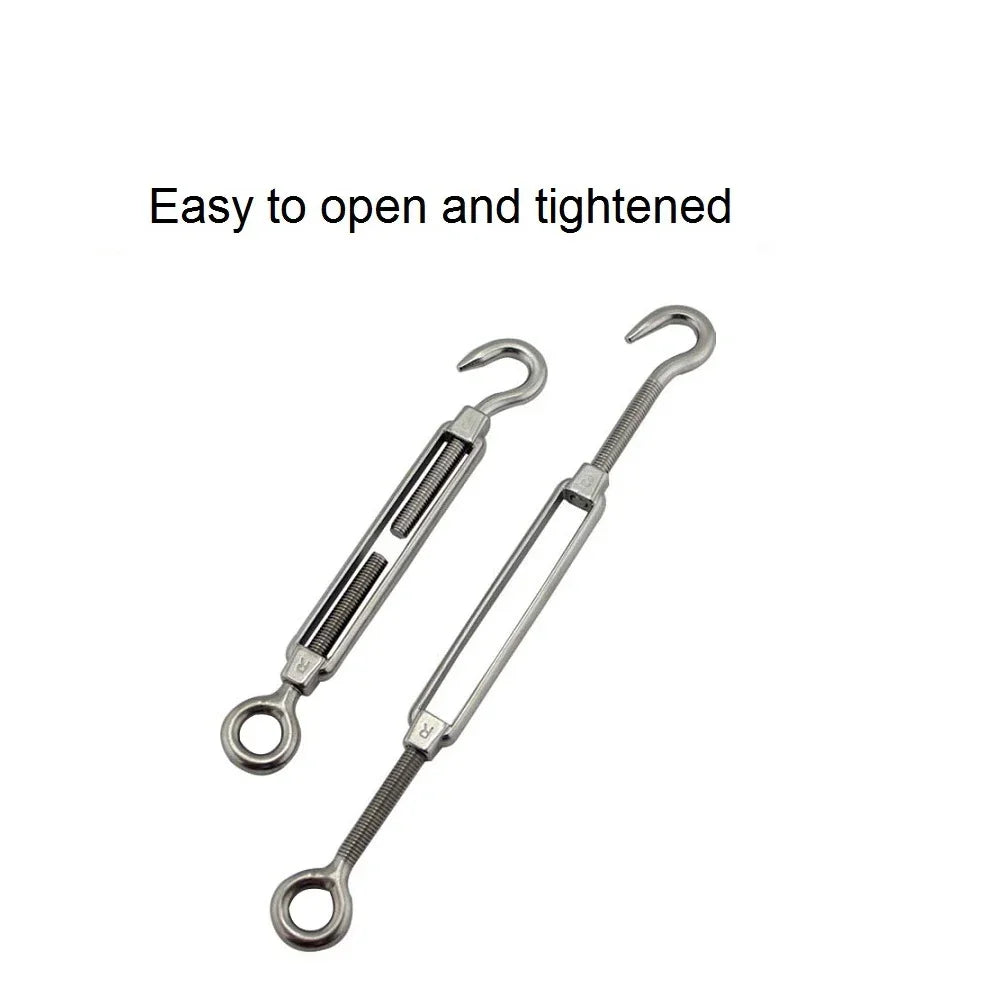 5PCS Hook And Eye OC Type Turnbuckle Size Stainless Steel 304 Heavy Duty Rigging Sailing Hardware Turnbuckle Wire Rope Tension