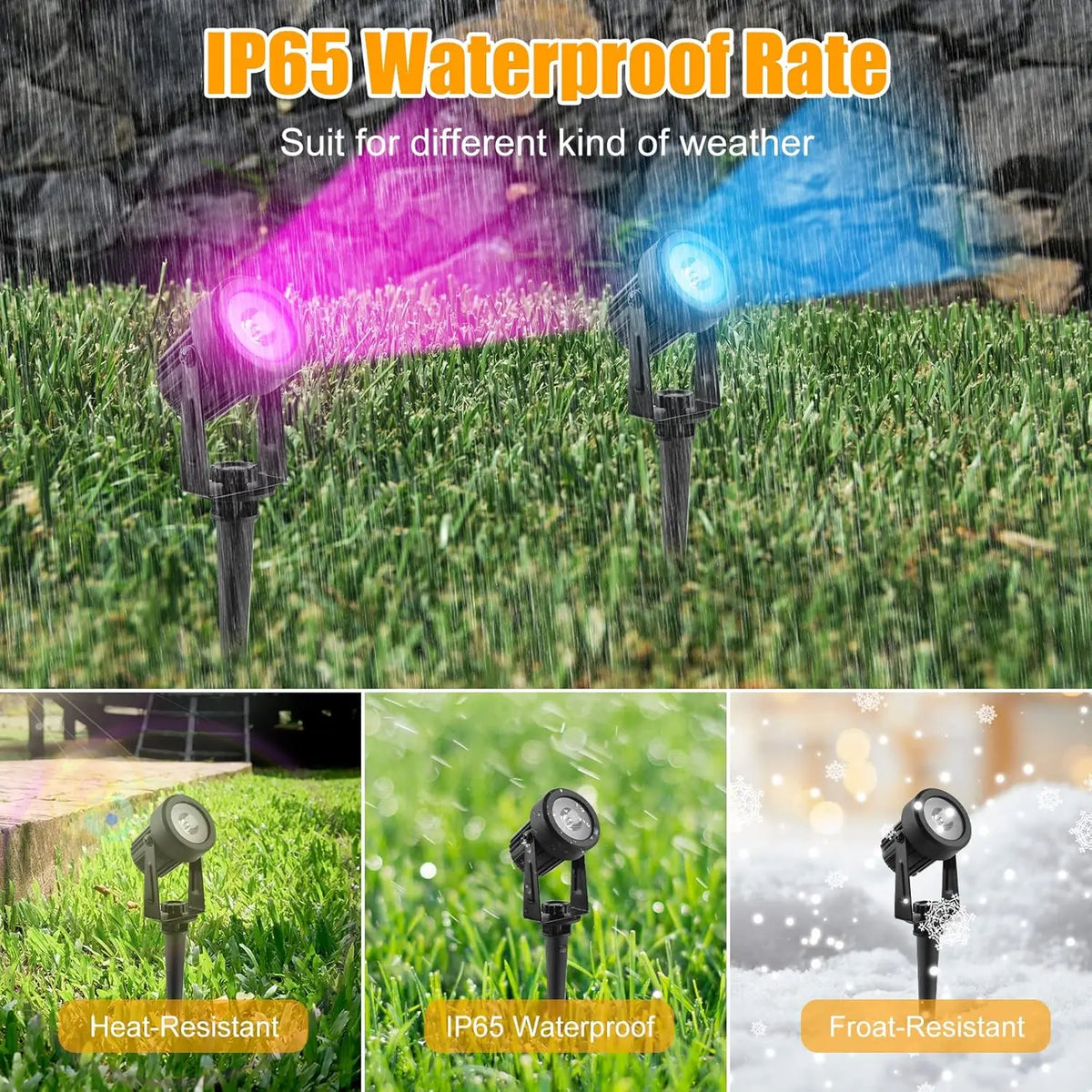 Solar LED Outdoor Wall Spotlight IP65 Waterproof, 2 or 4 LEDs, RGB/Warm/Cold White