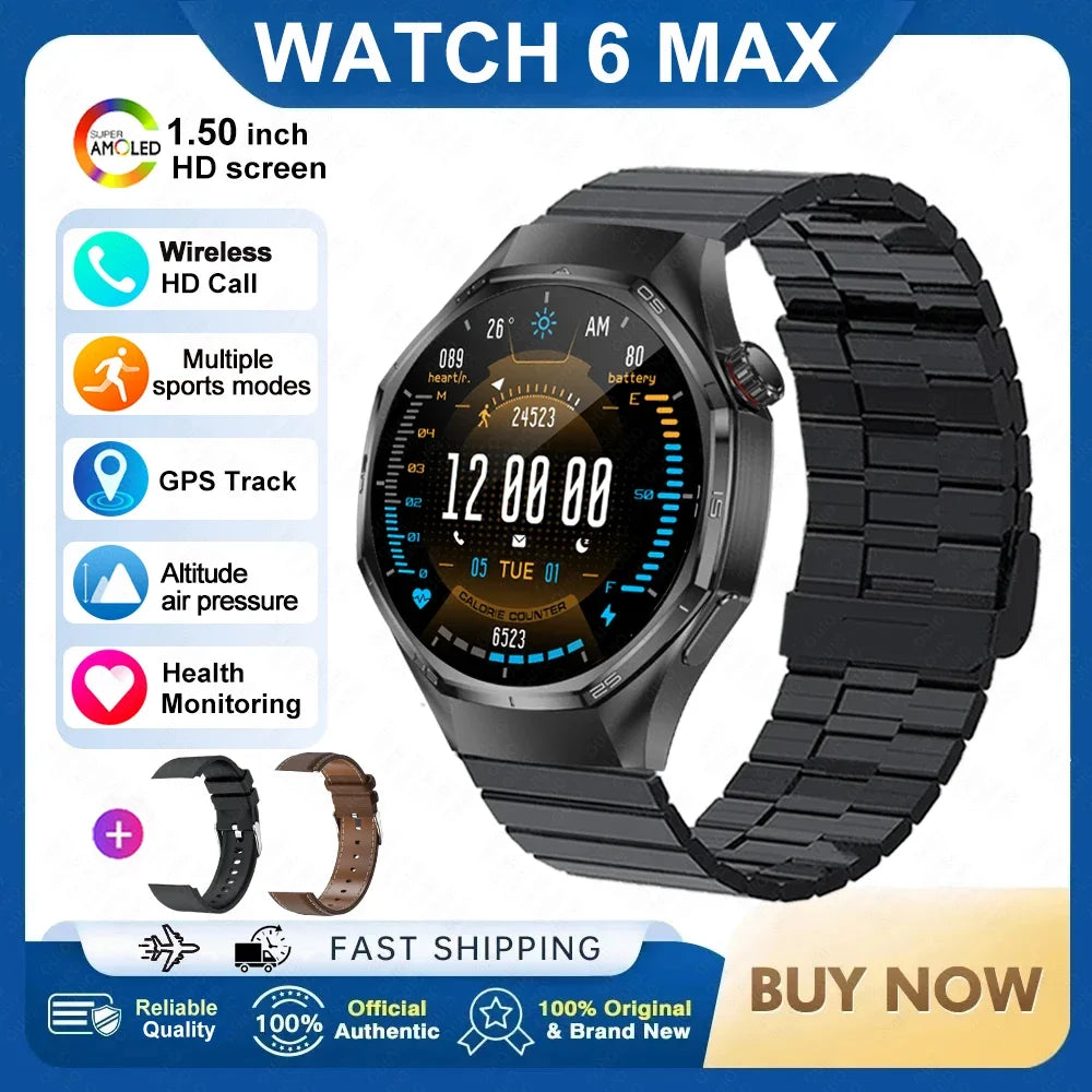 2026 New Watch 6 Max Smart Watch Men GPS Altitude Air Pressure Heart Rate Health Monitoring Bluetooth Call Business Smartwatch