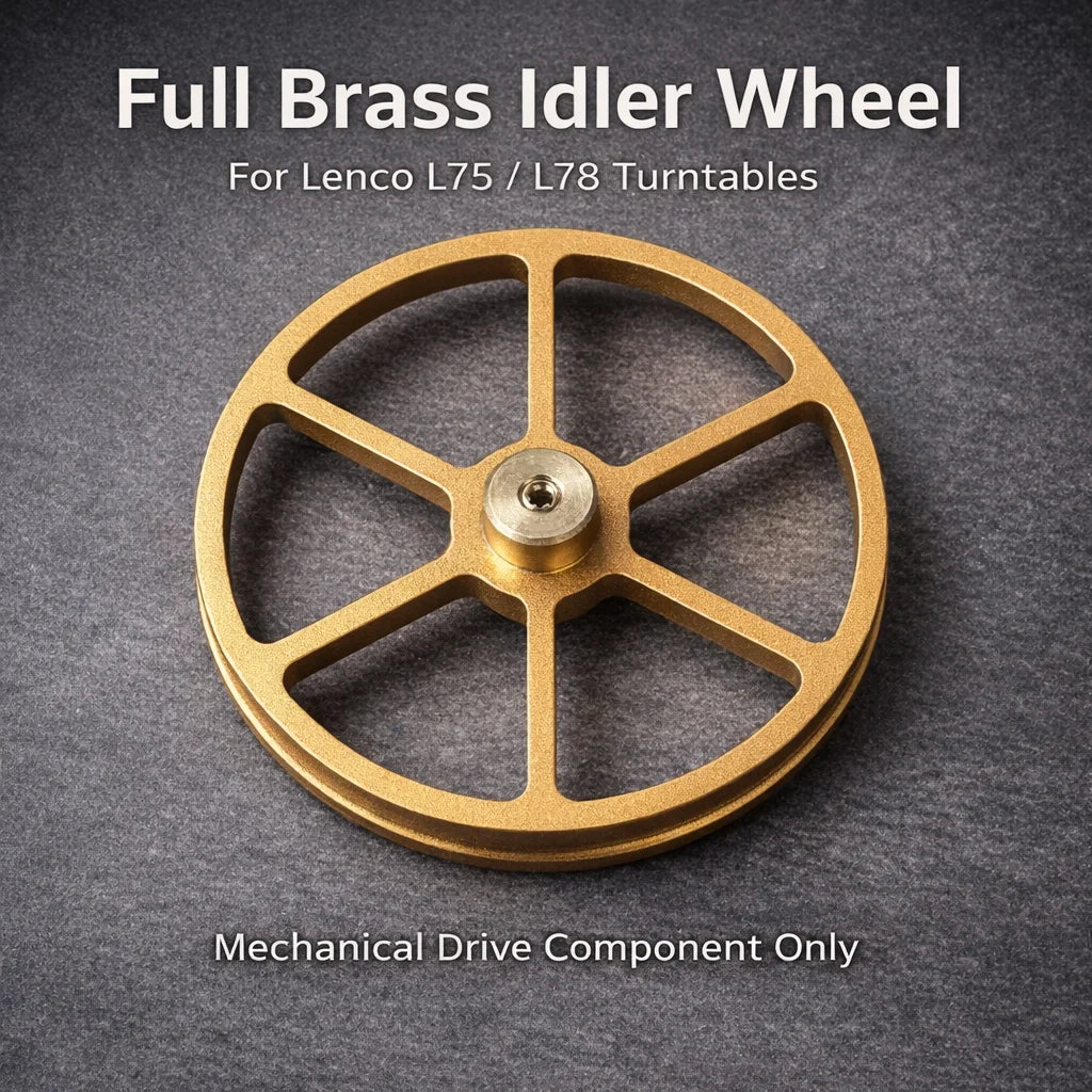 Brass Idler Wheel Drive Component for Lenco L75 / L78 Turntables, Precision Shaft, Complete Replacement Kit with Rubber Tires