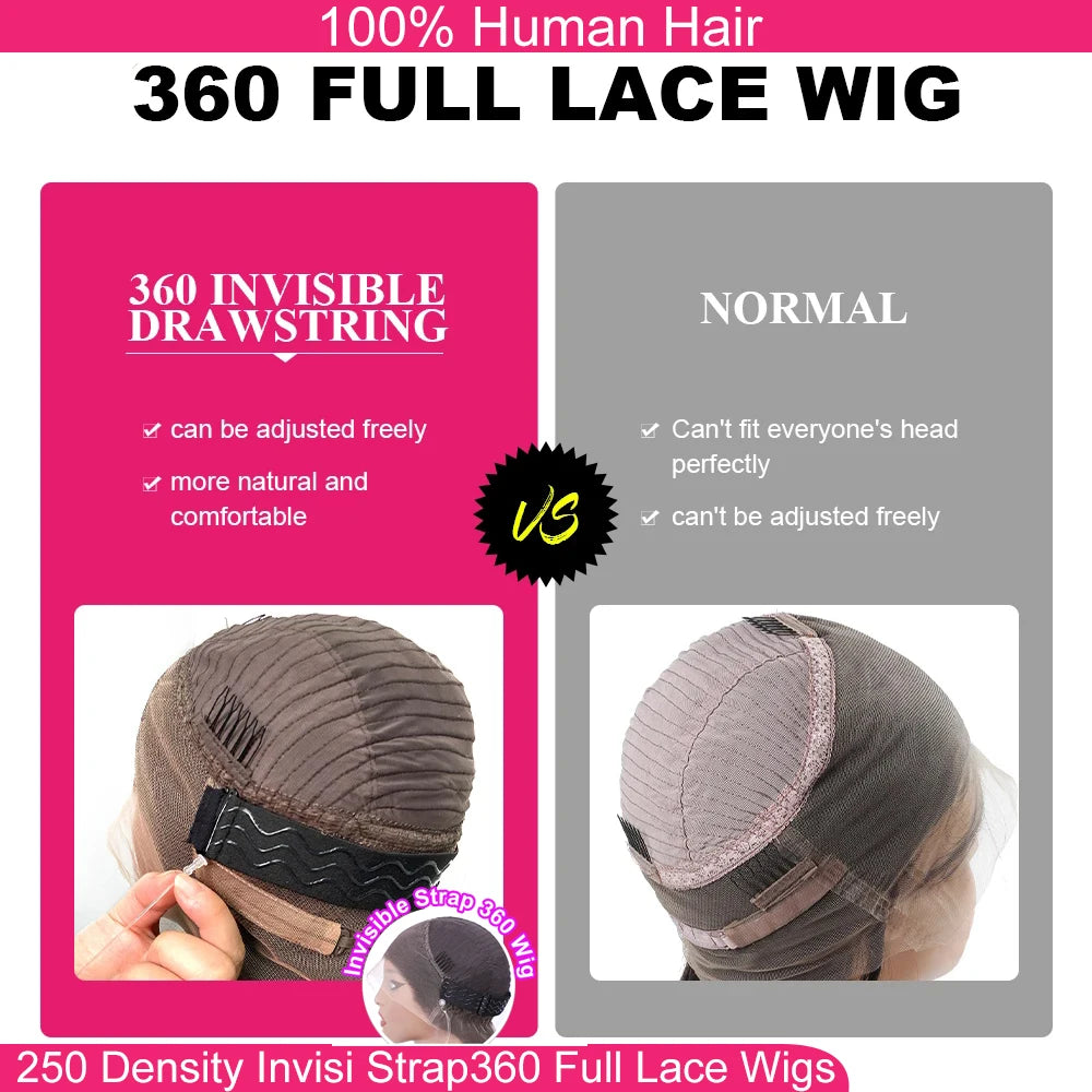 Invisi Strap Snug Fit 360 Full Lace Wig HD Transparent Lace Frontal Body Wave Glueless Human Hair Ready To Wear Wig