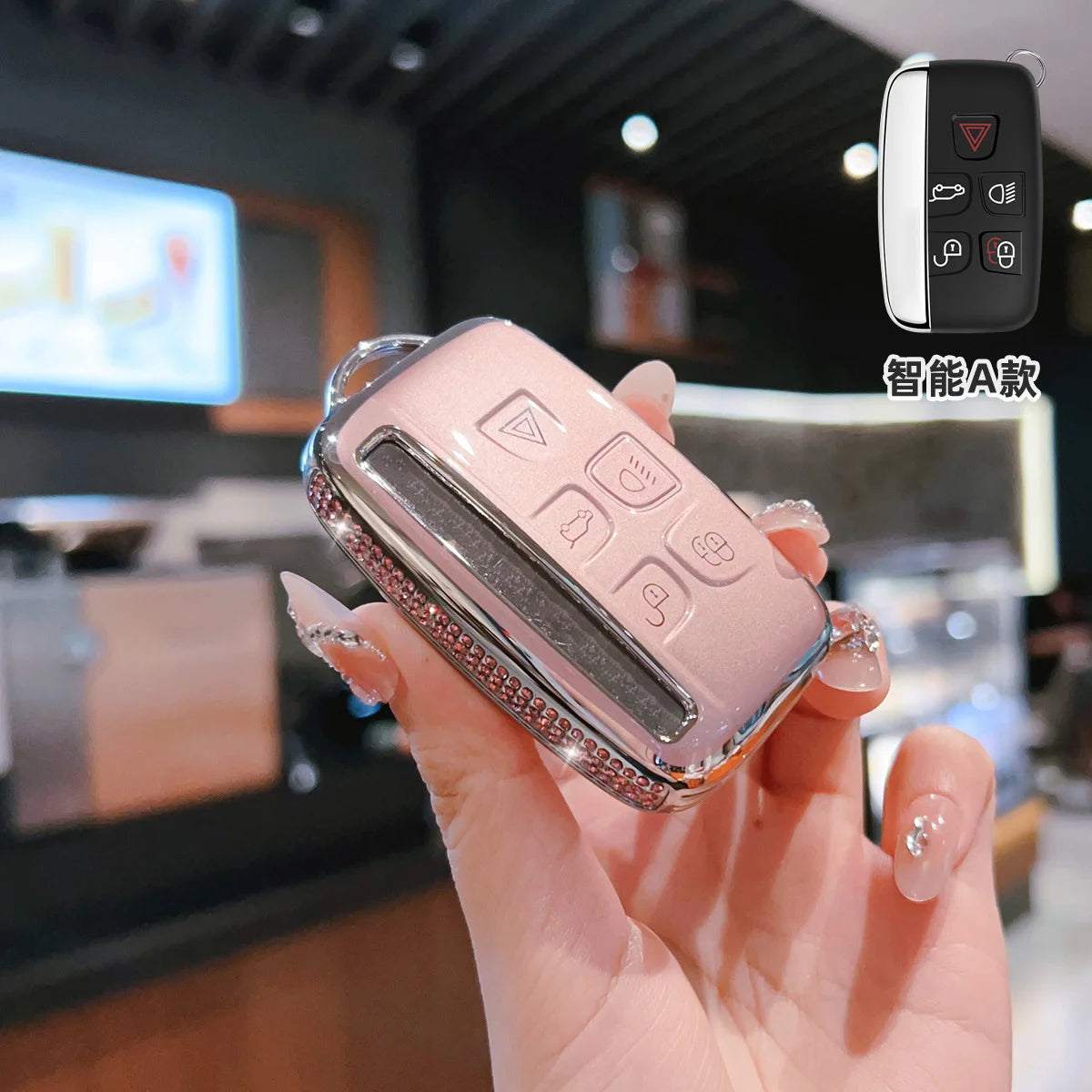 Side Diamond Pink TPU for Land Rover Range Rover Sport Evoque Freelander 2 for Jaguar XF XJ XJL XE Remote Car Key Case Cover Fob