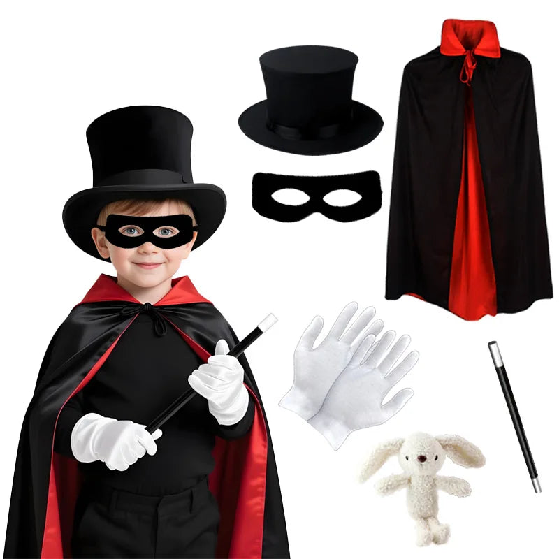 Magic Kit for Kids Magician Costume Beginner Magic Tricks Learning Set Educational Toys for Children Christmas Birthday Gifts