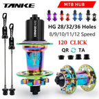 TANKE MTB 120 Click Hub 6 Bearing Bike Front Rear 28 32 36 Holes Disc Brake QR Bicycle mass thunder Noisy Cube 6 Pawl Hubs TH390