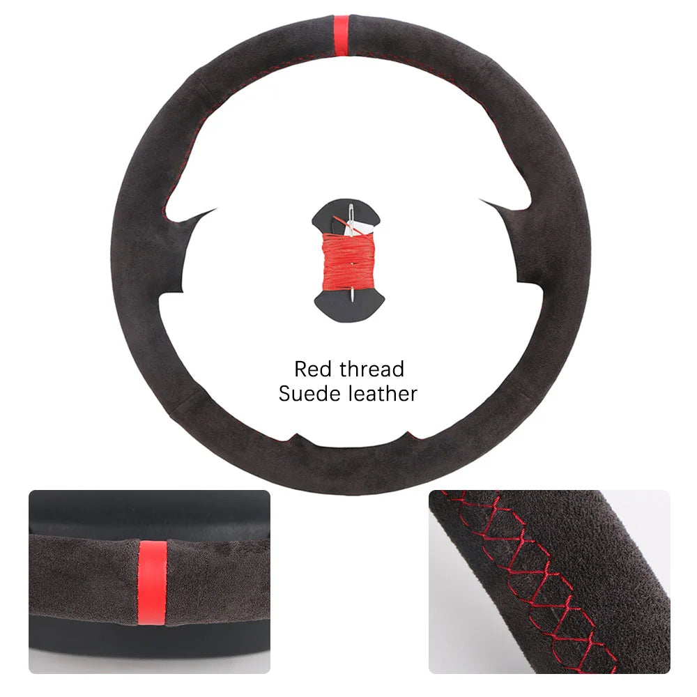 Custom For Mercedes Benz W176 W246 A-Class C-Class W204 C117 C218 X218 W212 C207 Car Steering Wheel Cover Microfiber Leather