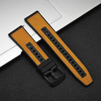 22mm Leather Silicone Watch Band Replacement Strap, Black/White, for Galaxy Watch 3 45mm