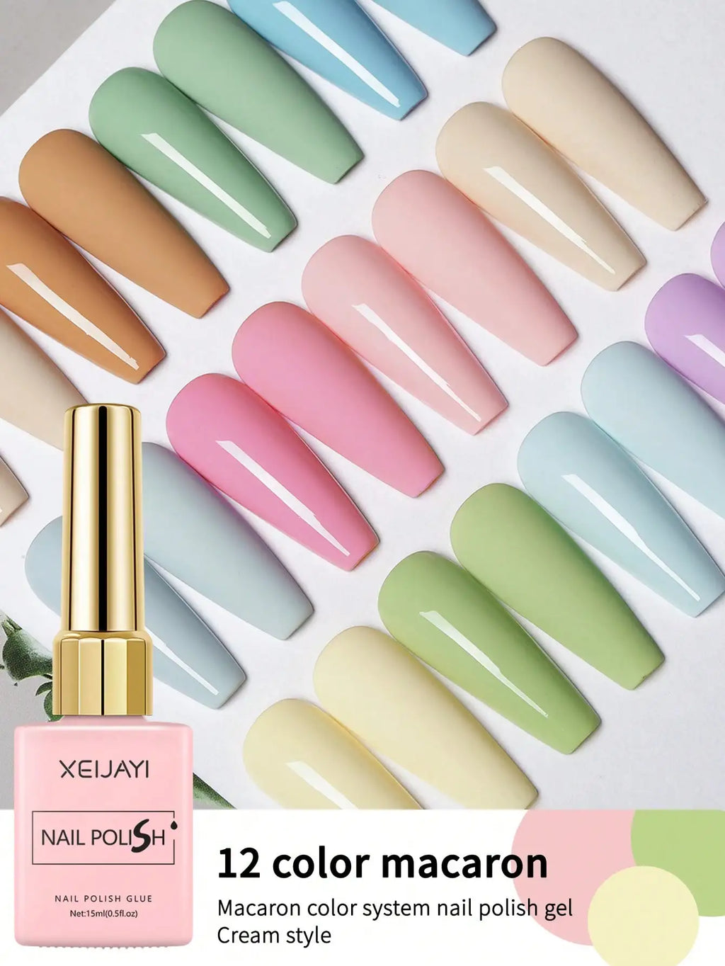 2025 Macaron Color Gel Polish Set - 12 Trendy Shades Long-Lasting & Chip-Resistant Formula for Home Manicures