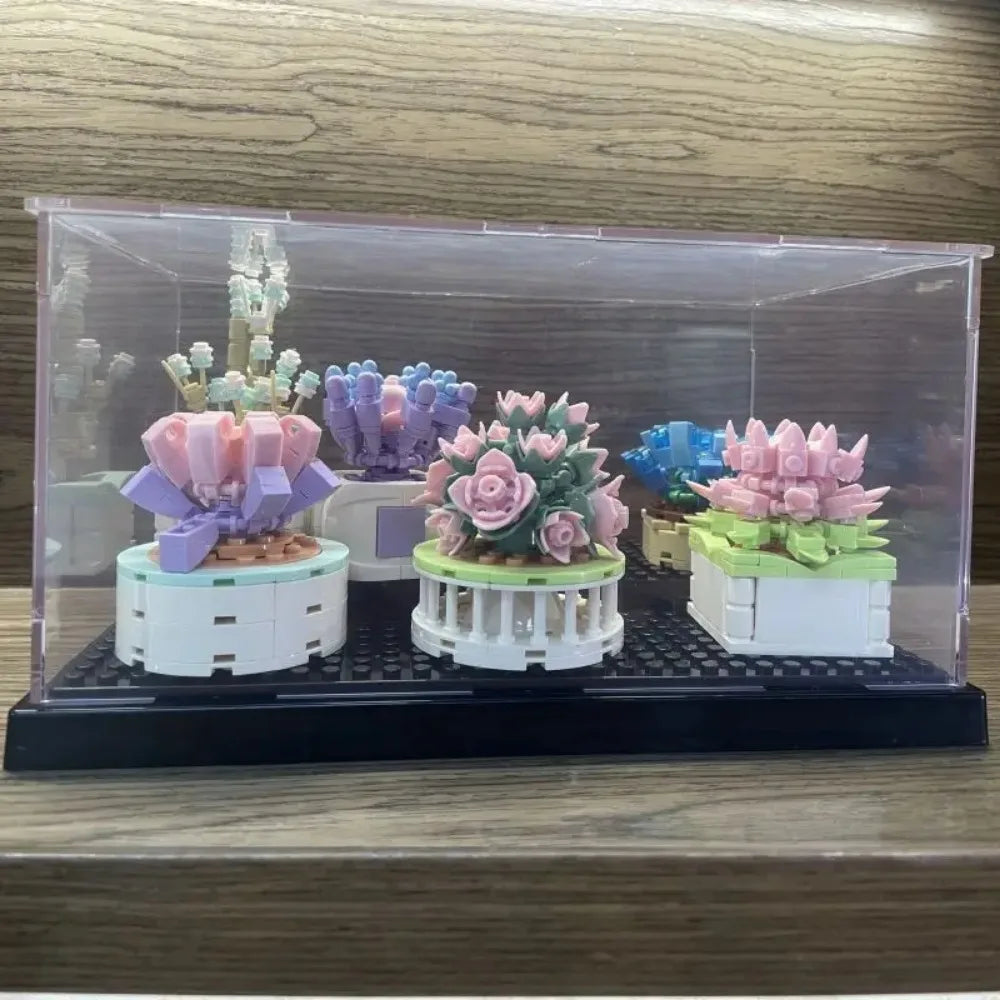 1pc Acrylic Display Case for Model Action Figures Blocks with 3-Tiered Steps Clear Dustproof Acrylic Display Box Storage