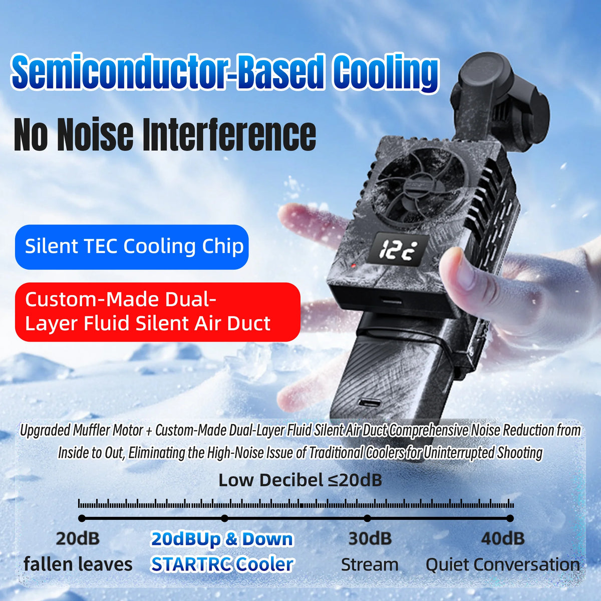 Ice Core Cooler Radiator For DJI Pocket 3 Silent Smart Cooling Fan 3-Speed Adjustable Heat Sink Anti-Scratch Camera Accessories