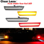 For Dodge Challenger 2008-2014 Clear & Smoked Lens LED Side Marker Lights Dual Row Amber Front Red Rear Side Fender Reflector