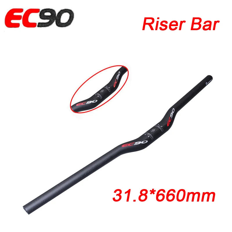 EC90 Carbon Fiber Bicycle Handlebar Ultralight 25.4/31.8mm MTB Handlebar 660/680/700/720/740/760mm Flat/Riser Bar Bike Part