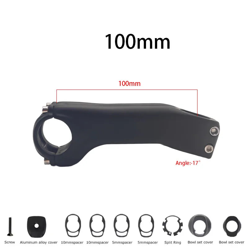 bike Carbon stem -17°-10° Degree mountain road bike full carbon inner stem 60MM-120MM fork 28.6mm bicycle handlebar 31.8mm