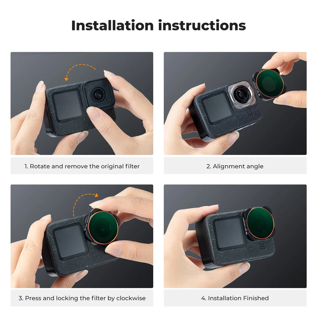 K&F CONCEPT ND2-32 32-512 CPL UV ND4 ND8 ND16 ND64 ND1000 Filter Kit for GoPro HERO 13 12 11 10 Black Action Camera Waterproof