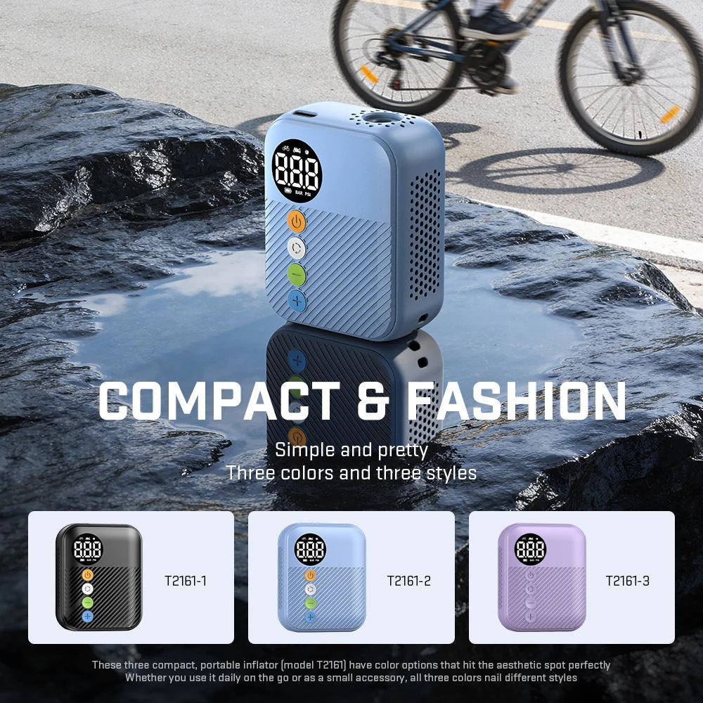 Carsun Mini Electric Bike Air Pump Wireless Portable 150Psi Tire Inflator with 480Mah Rechargeable Battery & Digital Display