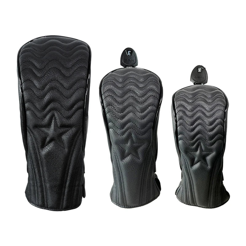 Golf Headcover Golf Wood Cover PU Leather Golf Club Covers For Driver Fairway Hybrid Waterproof Protector Set Golf Accessories