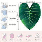 Leaf Pattern Flannel Throw Blanket Green, 115x150cm 150x200cm 180x210cm