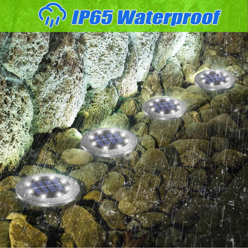 8pcs Solar Outdoor Lights Yard Driveway Step Decor Light Waterproof Solar Pathway Lights Bright In-Ground 8led Solar Garden Lamp