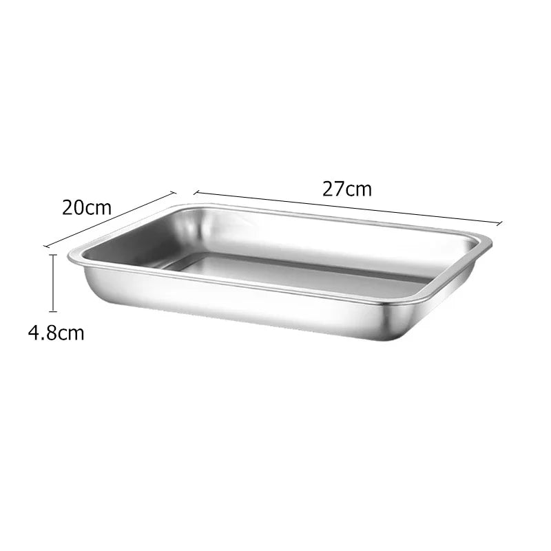 Stainless Steel Barbecue Tea Storage Serving Trays Rectangle Steamed Rice Sausage Plate Grill Meat Restaurant Metal Utensils