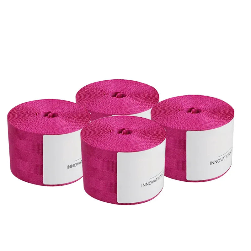 4pcs Red Edge Car Seat Belt Webbing Polyester Seat Lap Nylon Safety Strap 3.6M 48MM Car Seat Conversion Car Accessories DIY