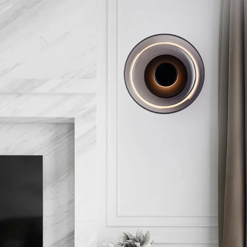 LED Glass Wall Sconce, Amber or Smoke Gray Shade, Warm White Light, Indoor Wall Lamp