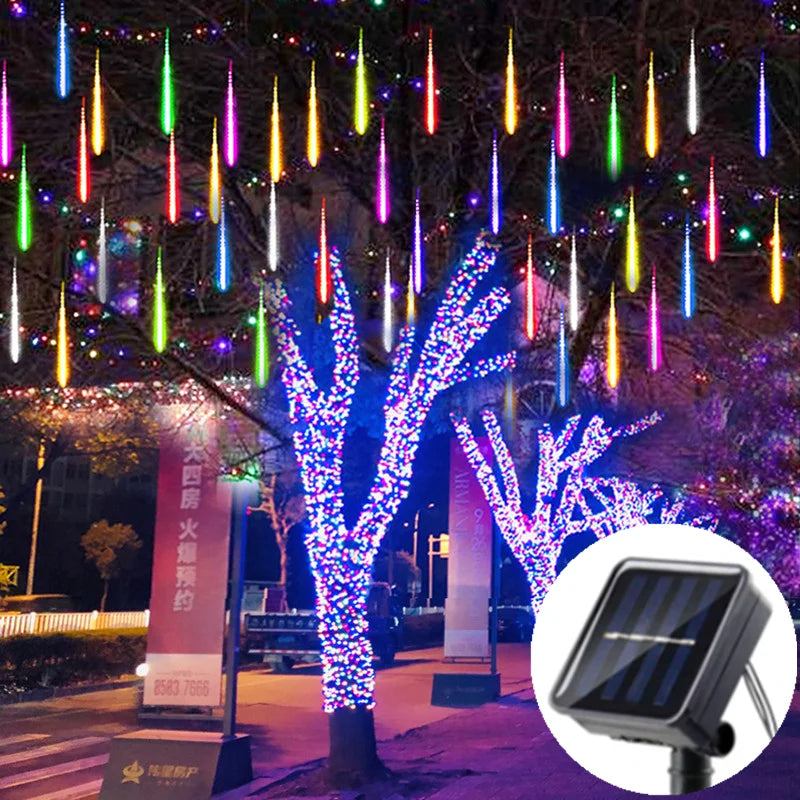 Solar Led Light Outdoor Meteor Shower Rain Lights Waterproof Garden Decor Outdoor Street Garland New Year Christmas Decoration