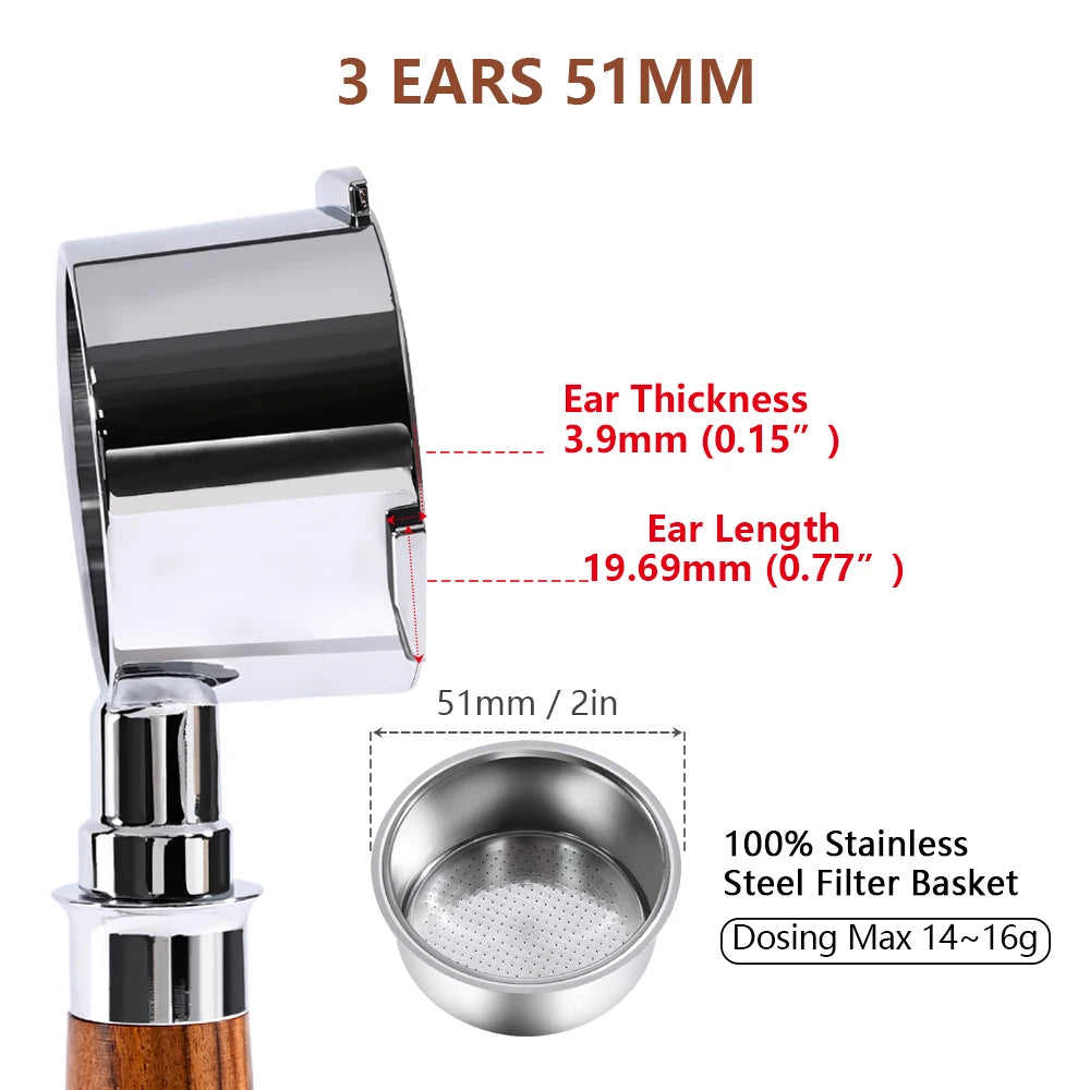 51mm Bottomless Coffee Portafilter With 2 Cups Basket for Homix Hibrew h11 Oster Cecotec Phico Brayer br1101 Espresso Machine