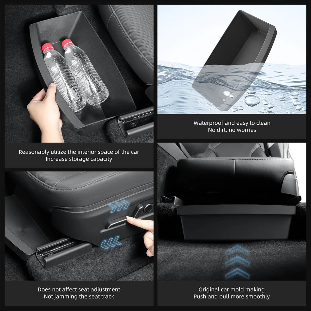 For Tesla New Model Y 2025 Juniper Launch Under Seat Storage Box Case Car Seat Organizer Vehicle Underseat Drawer Tray Accessory