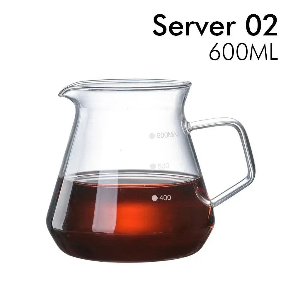 Glass Pour Over Coffee Server with Dot Scale Brewed Coffee Sharing Pot 300ml 600ml Heat Resistant Hand Made Drip Coffee Pot