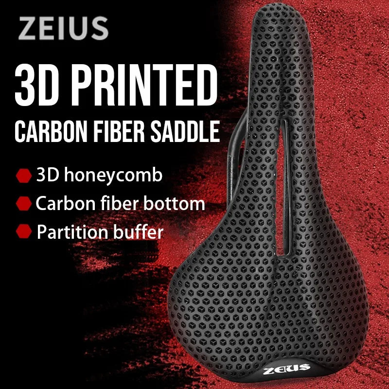 ZEIUS 3d Printed Bicycle Carbon Saddle Carbon fiber Comfortable Bicycle Saddle MTB Road bike Seat Saddle cushion Cycling parts