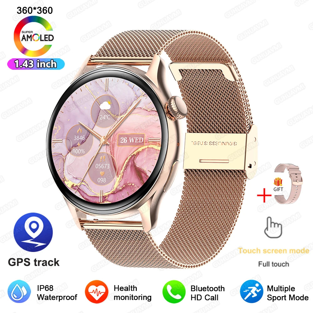 2026New GPS NFC Bluetooth Call Smartwatch Women Watch 4 mini Sport Track Heart Rate Pressure Monitoring Health Smartwatch Ladies