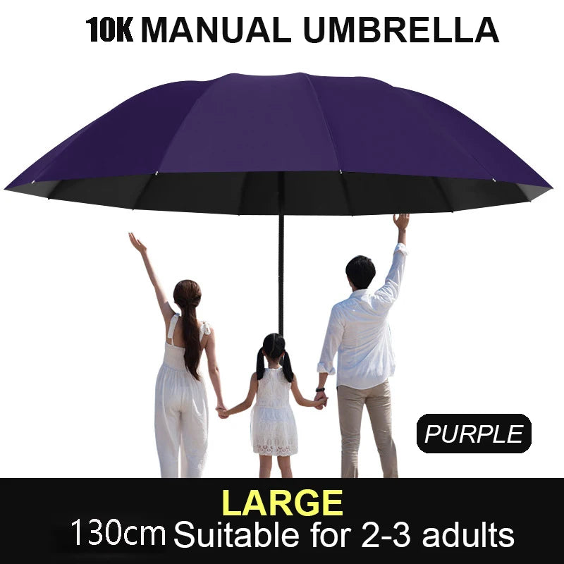 130cm Extra large triple fold rain and rain umbrella Effective rain protection Effective wind resistance UV resistance