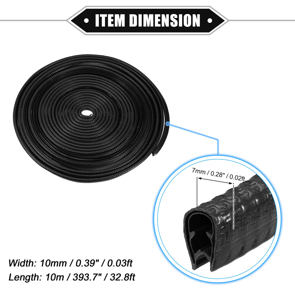 uxcell Car Door Edge Guard U-Shape Rubber Trim Seal Strip, 5m/10m Iron Black