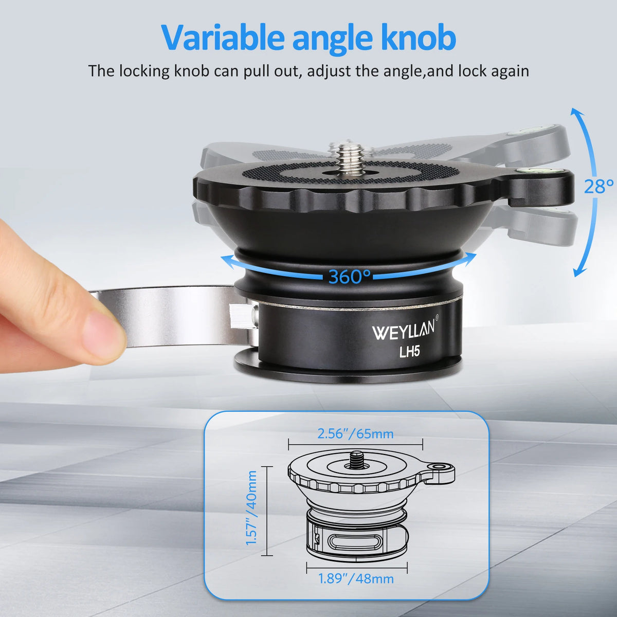 Weyllan Tripod Head LH5 Tripod Leveling Base 3s Fastly Adjusting Plate Horizontal Adjustment for Canon Nikon Sony DSLR Camera