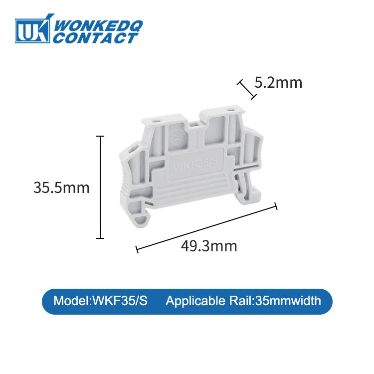 100Pcs End Clamp Direct WKF 35 Din Rail Terminal Block Quick Mounting For NS 35mm E/UK Free Installation WKF35 End Bracket Stop