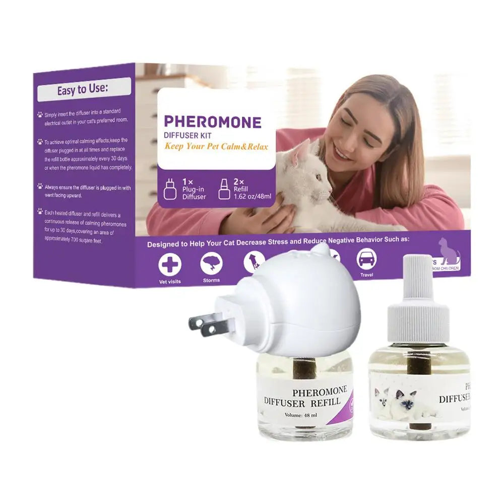 Long-Lasting Cat Pheromone Diffuser Pheromone Diffuser to Calm Pets Quiet Comfort Supplies Stress Plug for Travel Kitten