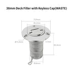 38/50mm 316 Stainless Steel Boat Deck Filler with Keyless Cap GAS DIESEL FUEL WASTE WATER Mirror Polish Marine Deck Filler Cap