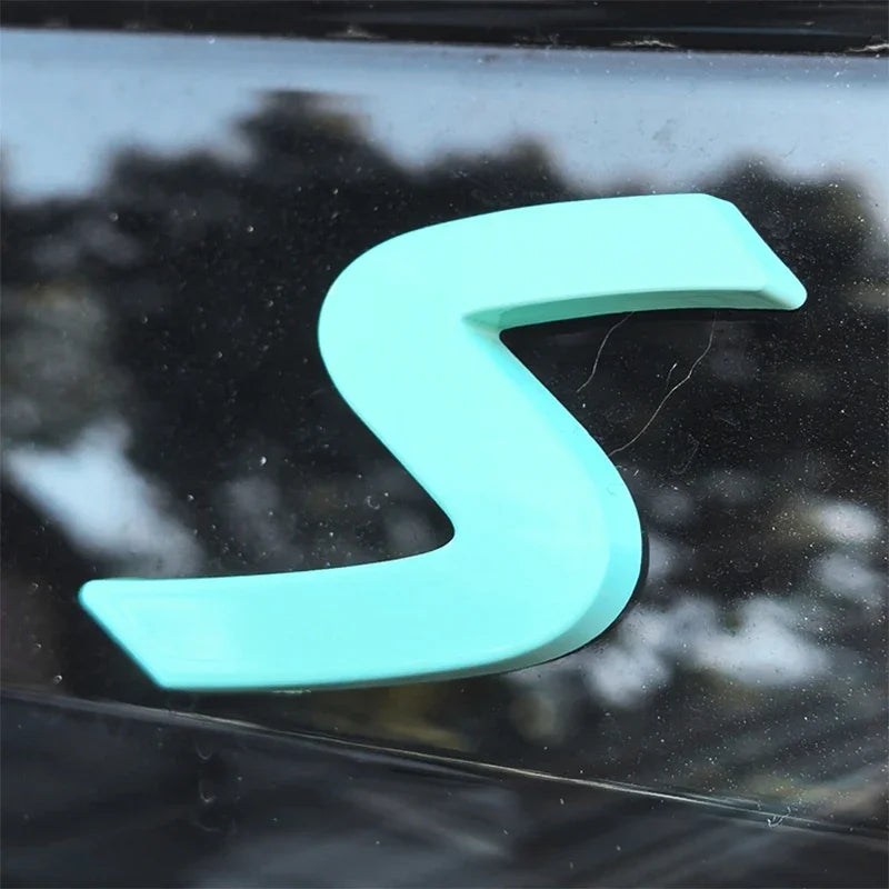 3D ABS S Emblem Letters Car Trunk Badge Decal Stickers for Mini Countryman U25 F65 F66 F67 Cooper S E SE J01 EV J05 Aceman