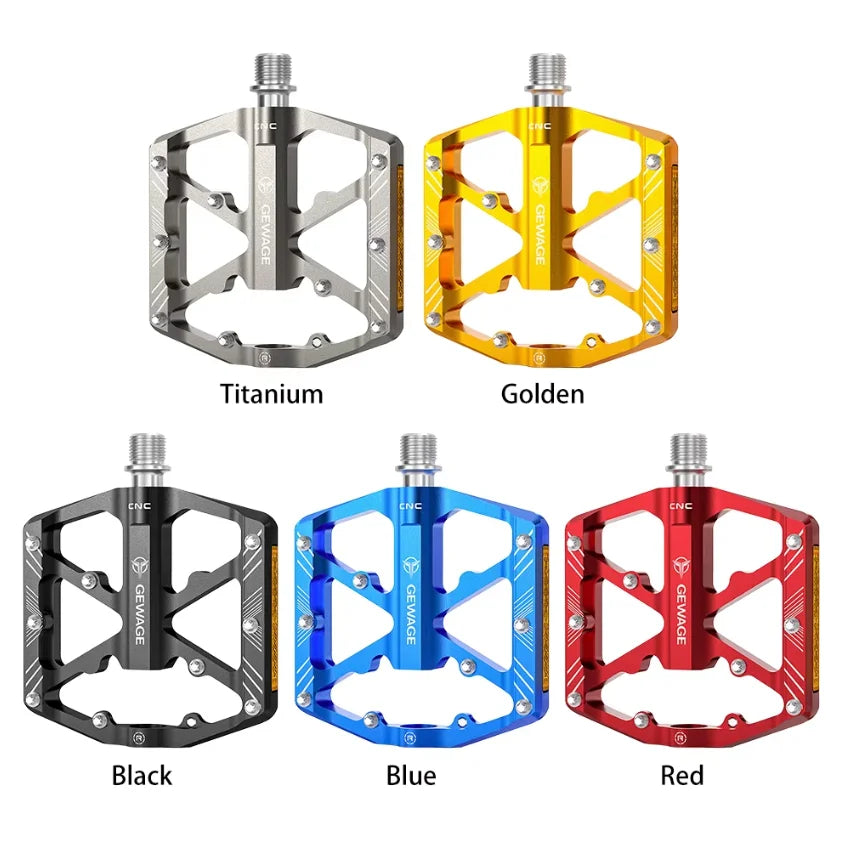 GEWAGE CNC Aluminum Alloy Bicycle Pedals Reflectors MTB Road Bike Pedals Non-Slip Cycle Pedals Platform Cycling Accessory