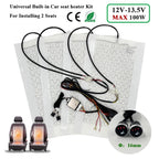 Universal Max 100W  Built-in Car Seat Heater Kit  Fit 2 Seats with 12V Carbon Fiber Heating Pads 3 Levels Control Switch System