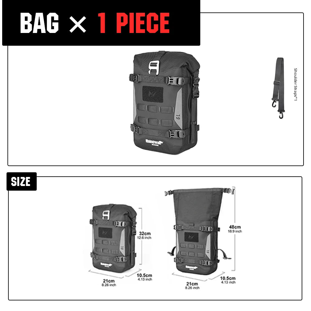 Rhinowalk Motorcycle Bumper Bag Waterproof 6L Universal Motorcycle Side Frame Bag with Internal Support Travel Luggage Tool Box