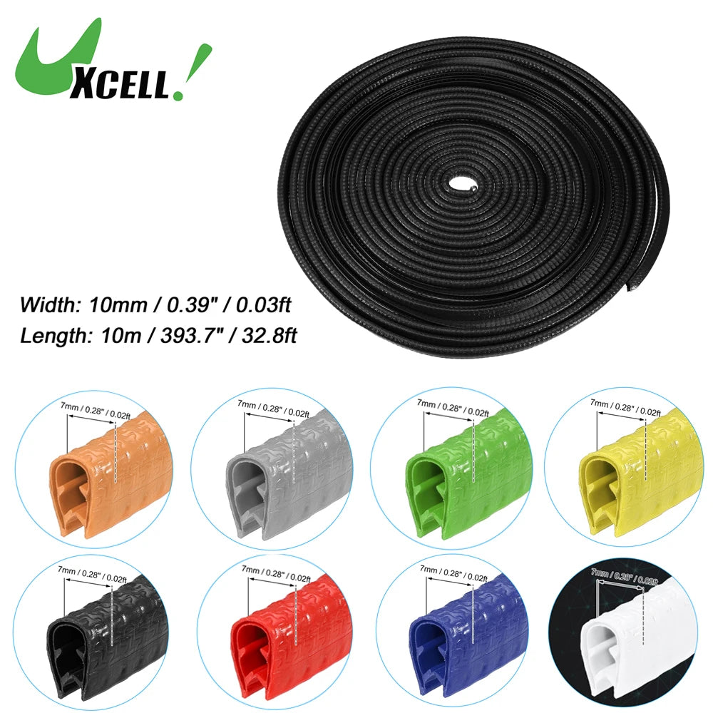 uxcell Car Door Edge Guard U-Shape Rubber Trim Seal Strip, 5m/10m Iron Black
