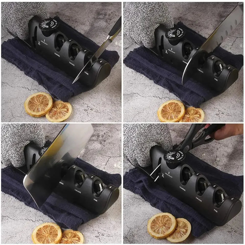 Knife Sharpener, 4 Adjustable Sharpening Angle, Coarse & Fine Knife Sharpener Tool, Handheld Manual Knives Sharpener