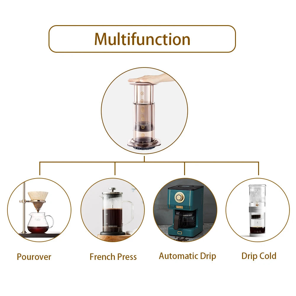 CAFEMASY Portable AeroPress-Style Coffee Maker with Filters, Manual Espresso Press